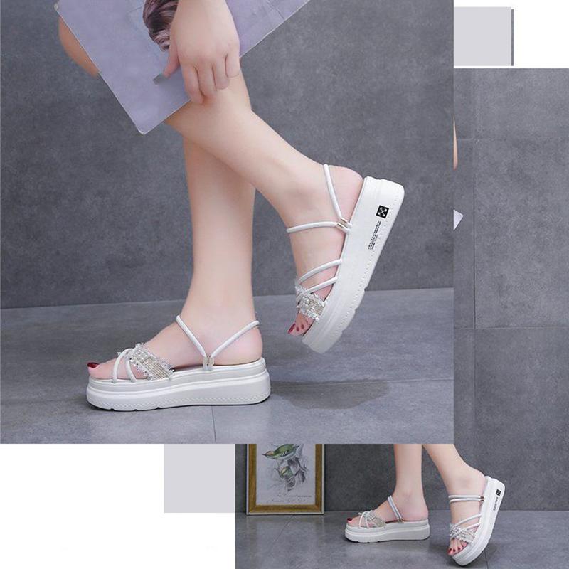 Two Wear Women's Summer Sandals All-match Thick-soled Height-increasing Shoes Fashion Students Wear Sandals and Slippers Outside