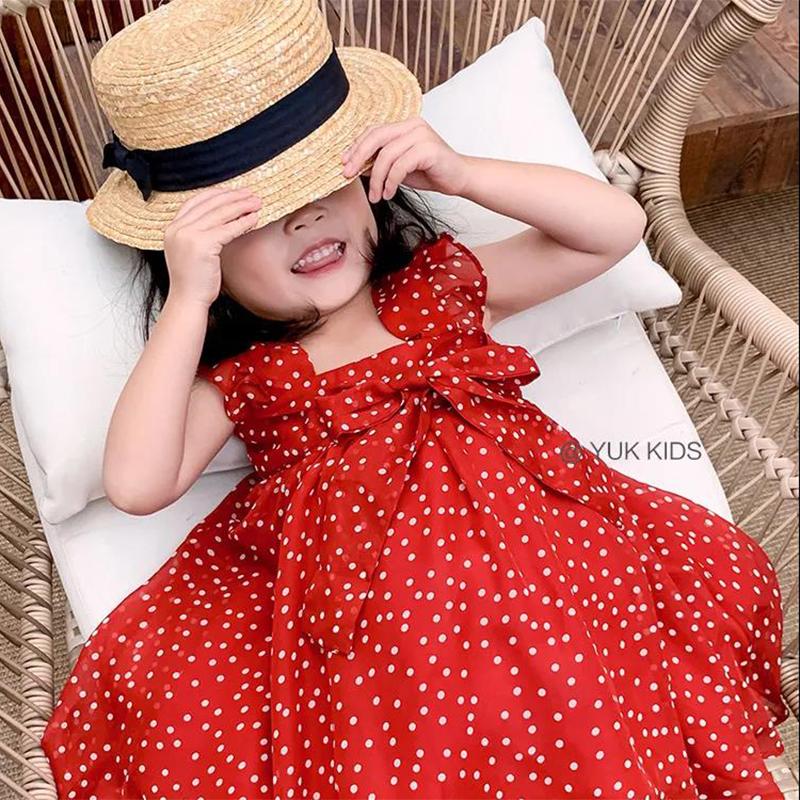 Girls Dress Summer Children Chiffon Polka Dot Princess Dress Baby Girl Western Style Dress Little Girl