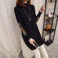 Autumn and Winter Long Sweater Pullover Loose Bottoming Shirt Half High Neck Knitted Casual Dress