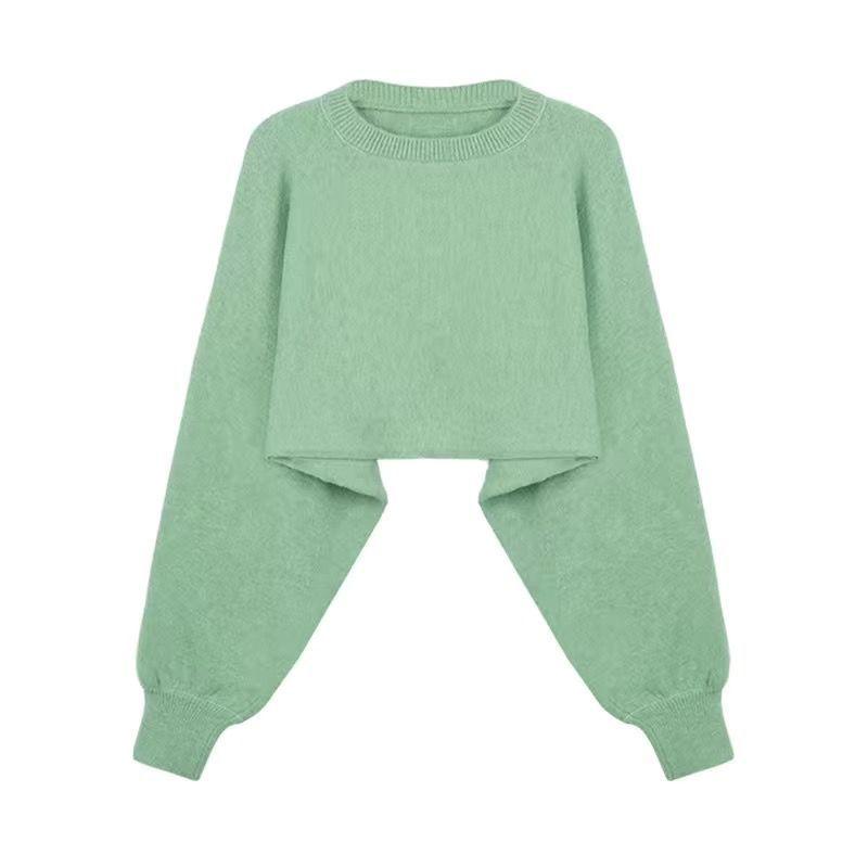 Temperament Sweater Suit Skirt Female Loose Knit Sweater Two-piece Suit Suspender Sweater Dress + Long-sleeved Top Comfortable and Warm Two-piece Suit