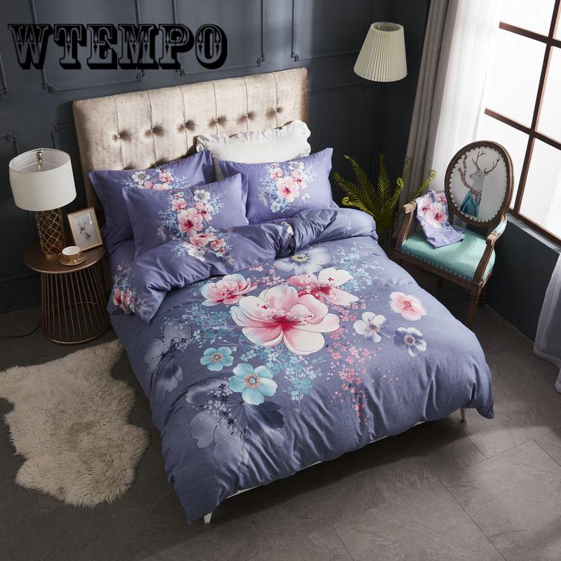 Luxury 3pcs Bedclothes Bedding Set Bedlinen Peony Print Bedding Sets Duvet/Quilt Cover Set