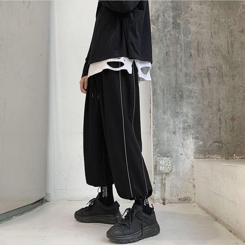 Pants Men's Loose Solid Color Wide Legs Tide Brand Casual Ninth Pants Youth Sports Pants