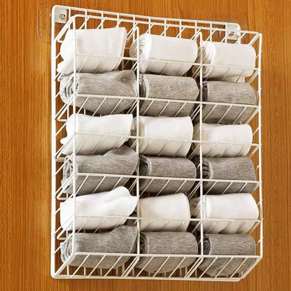 18 Grid Home Wardrobe Hanging Rack Socks Underwear Storage Shelf Wall Hanging Free Perforated Storage Lattice Dormitory Clothes Storage Box