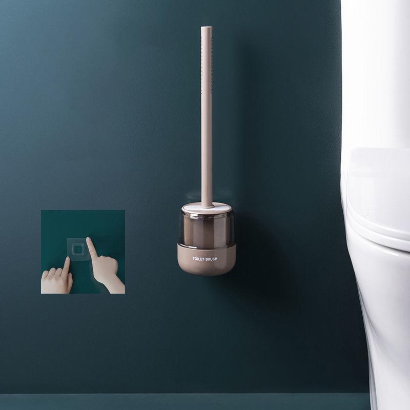 Toilet Brush Household No Dead Corners To Wash The Toilet Artifact Wall-mounted Free Punch Toilet Long-handled Silicone Cleaning Brush