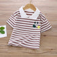 Girl and Boys Summer Striped T-shirts Children's Fake Two Pieces of Pure Cotton Short-sleeved Children's Lapel Polo Shirt