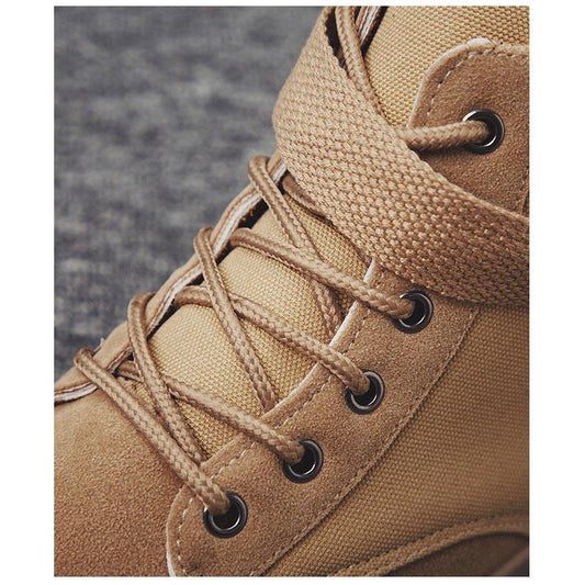 Shoes Men Tooling Boots High Top Lace-up Flat Ankle Boots Platform Waterproof Retro Male Martin Boot