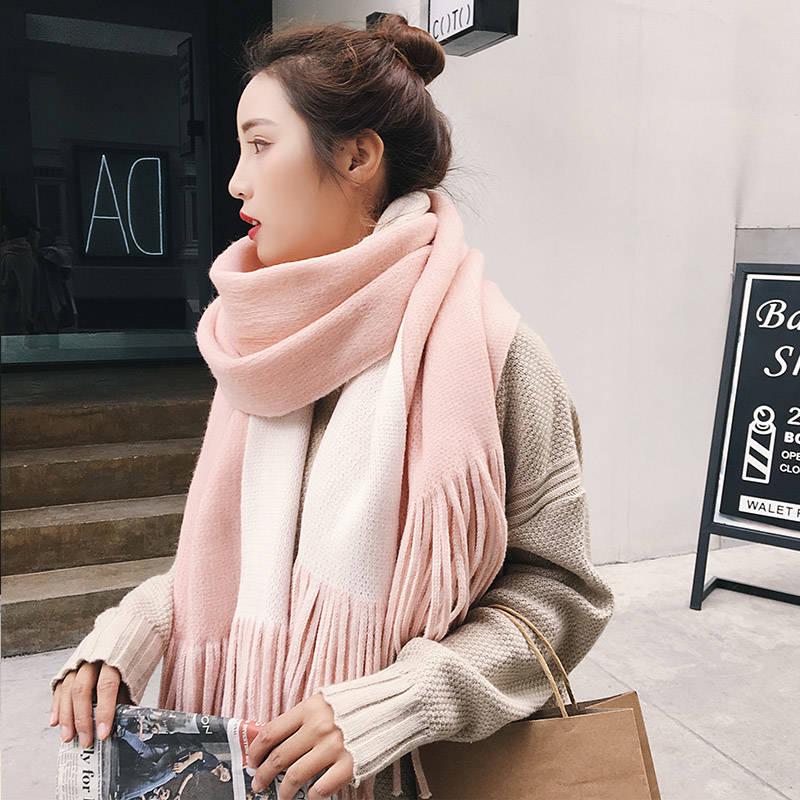 Women Scarves 2019 Autumn Winter Female Wool Scarf Wide Solid Long Shawl Wrap