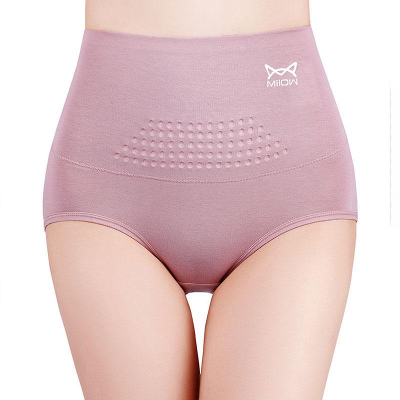 3-pack Women's High-waist Cotton Panties Graphene Antibacterial Bottom Crotch Thermal Underwear Postpartum Belly Shaping Briefs