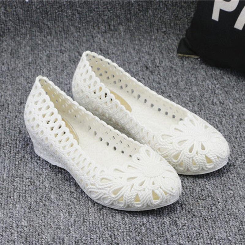 Plastic Sandals Women's White Nurse Shoes Wedges with Holes Shoes Pregnant Non-slip Women's Mother Shoes