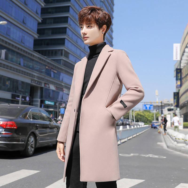 Men's Wool Coat Winter Warm Long Trench Jacket Male Single Breasted Business Casual Overcoat Parka