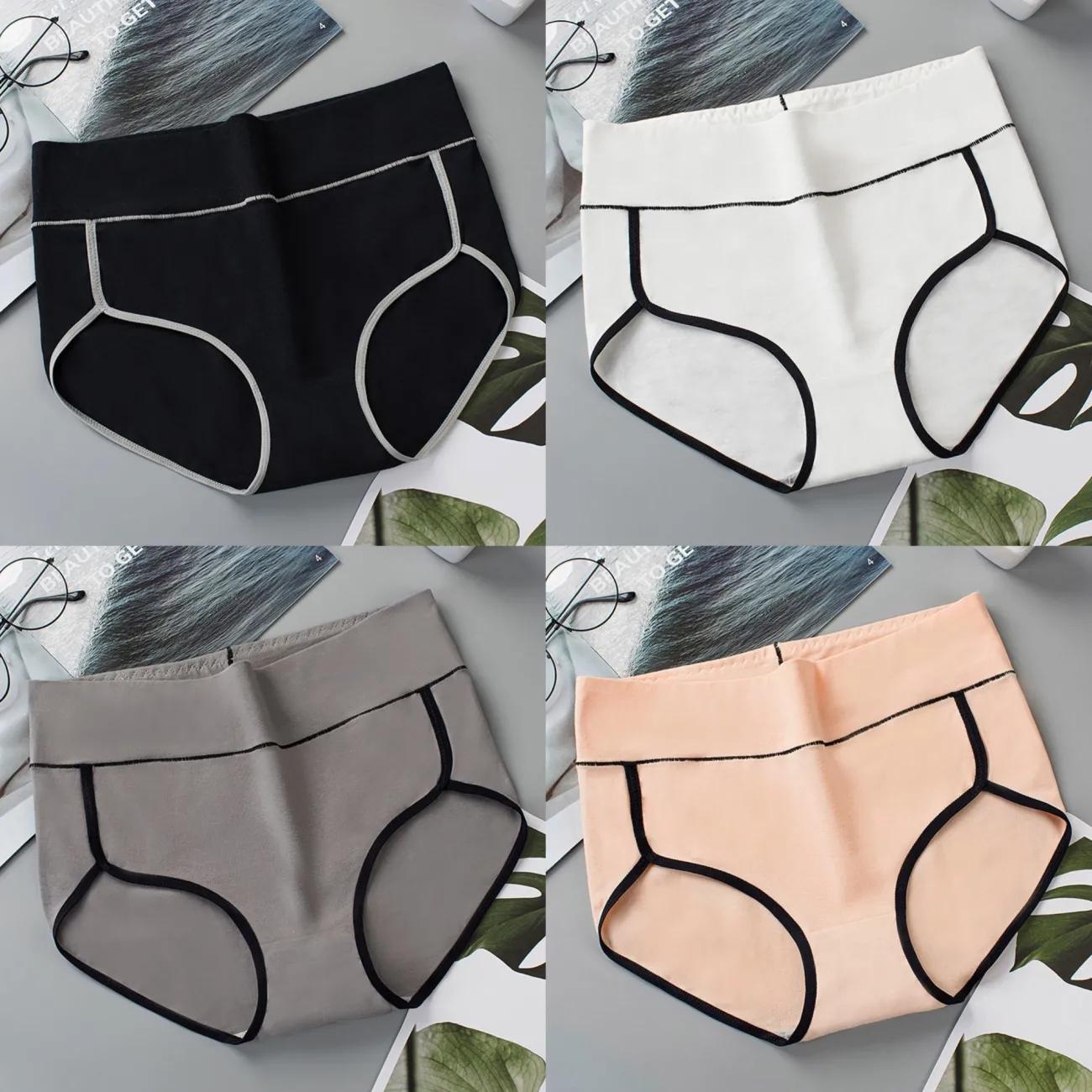 4PCS Women's High Waist Panties Cotton Crotch Antibacterial Breathable Abdominal Hip Lifting Underwear Ladies Plus Size Briefs Sexy Lingerie