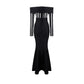 Slash Neck Dress Striped Women Long Sleeve Slim Evening Gowns Lady Cocktail Party Vestidos