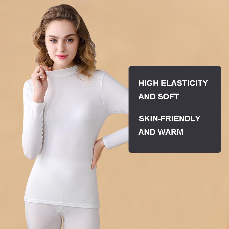 Autumn Clothing Long Trousers Suit Women's Mid-collar Half High-neck Thermal Underwear Thin Section Slimming Line Pants