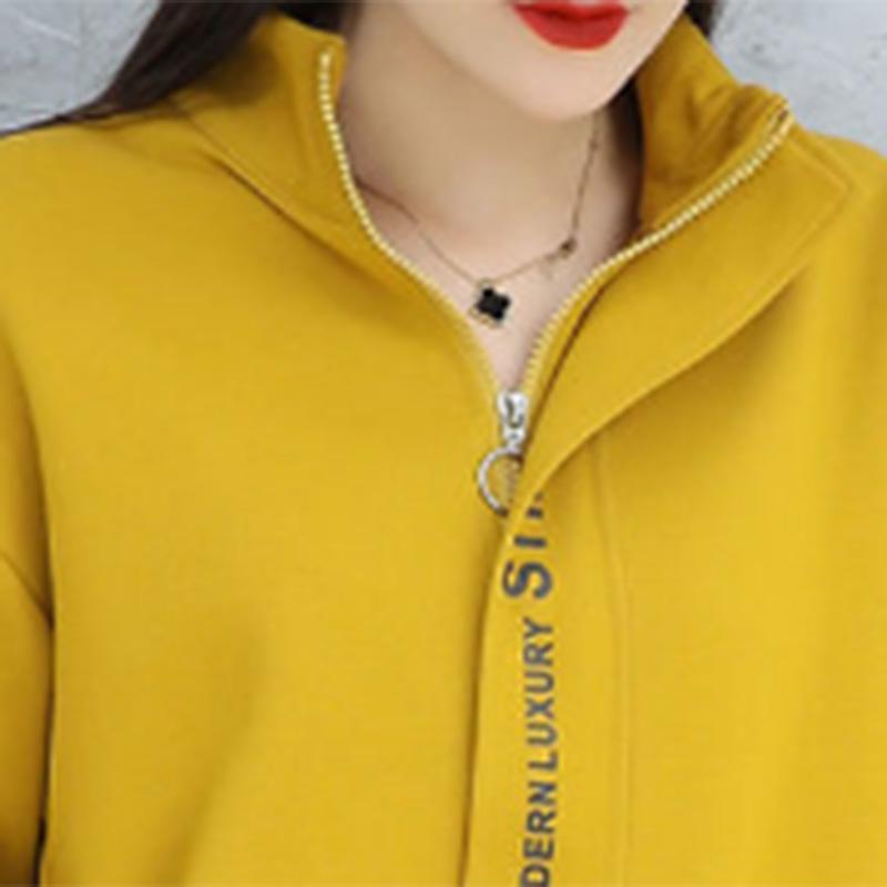 Standing Collar Zipper Jacket Western Style Shows Thin Versatile Fashion Casual Sports Sweater Women's Solid Color Jacket