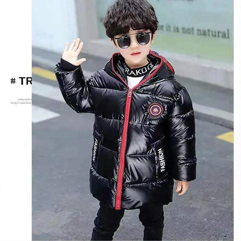 Boys Ultraman Glasses Wash-free Water Proof Bright Leather Korean Version of Winter Plus Velvet Warm Jacket Padded Jacket Thick Down Jackets