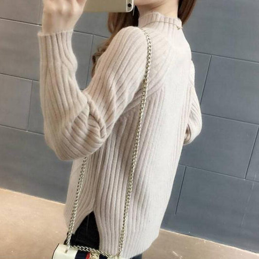 2019 Autumn Women Lady Sweater High Elastic Turtleneck Sweater Women Slim Bottoming Knitted Pullover