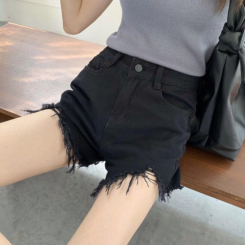 Shorts Women's Loose All-match Jeans High Waist Slim Frayed Wide Leg Pants