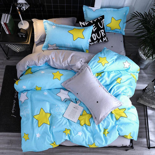 Soft Duvet Cover Set Bedsheet Pillowcase Love Hear Pattern Bedding Set