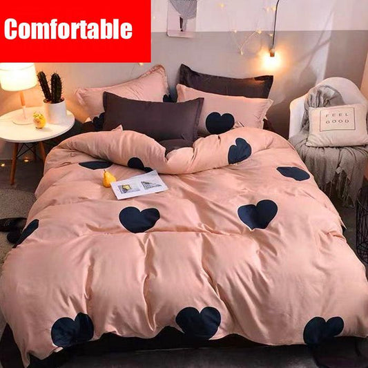 Thick Sanded Quilt Cover Net Red Cartoon Bed Linen Three-piece Bedding Luxury Soft Bed Linen + Quilt Cover + Pillowcase