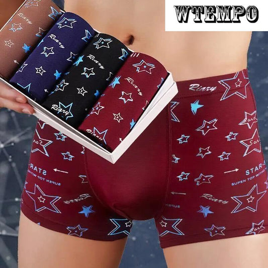 WTEMPO 4Pcs Men Underwear U Convex Underpants Soft and Comfortable Shorts Boxer Shorts