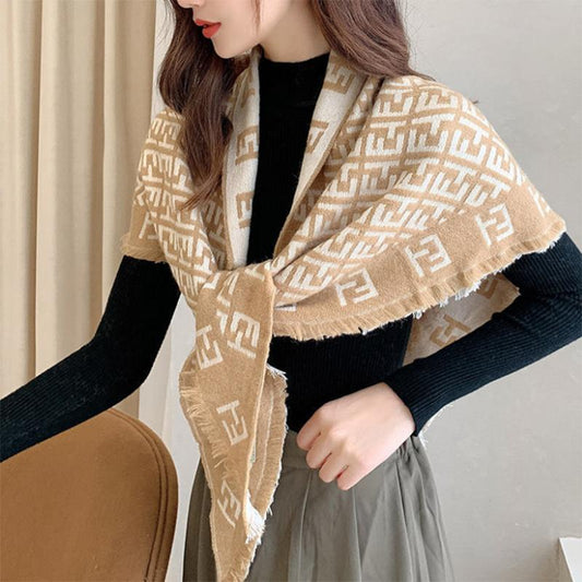 Shawl Knitted Imitation Cashmere Female Korean Version with Foreign Style Triangle Scarf Neck Guard False Collar