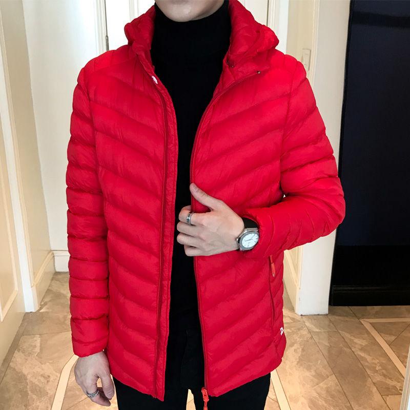 Winter Fashion Trend Men's Cotton Jacket Short Slim Casual Hooded Lightweight Warm Cotton Jacket