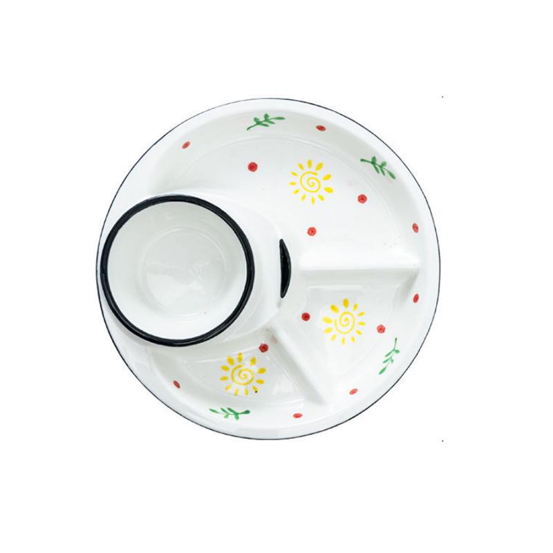 Japanese-style Tableware Creative Ceramic Divider Dish Three-grid Rice Plate Children's Dinner Plate Dim Sum Breakfast Plate Household Dish