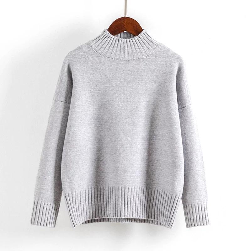 High Neck Sweater Female Loose Short Student Wild Sweater Warm Thick Sweater Autumn and Winter