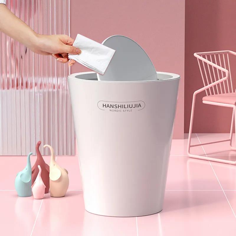 Trash Can Household with Lid Pull Trash Can Toilet Toilet Special Bedroom Net Red Living Room High-end Deodorant