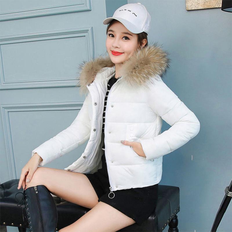 Women's Solid Color Down Jacket Mid-length Korean Loose Thick Coat Warm Cotton Coat Big Fur Collar Winter Clothes Quilted Coat