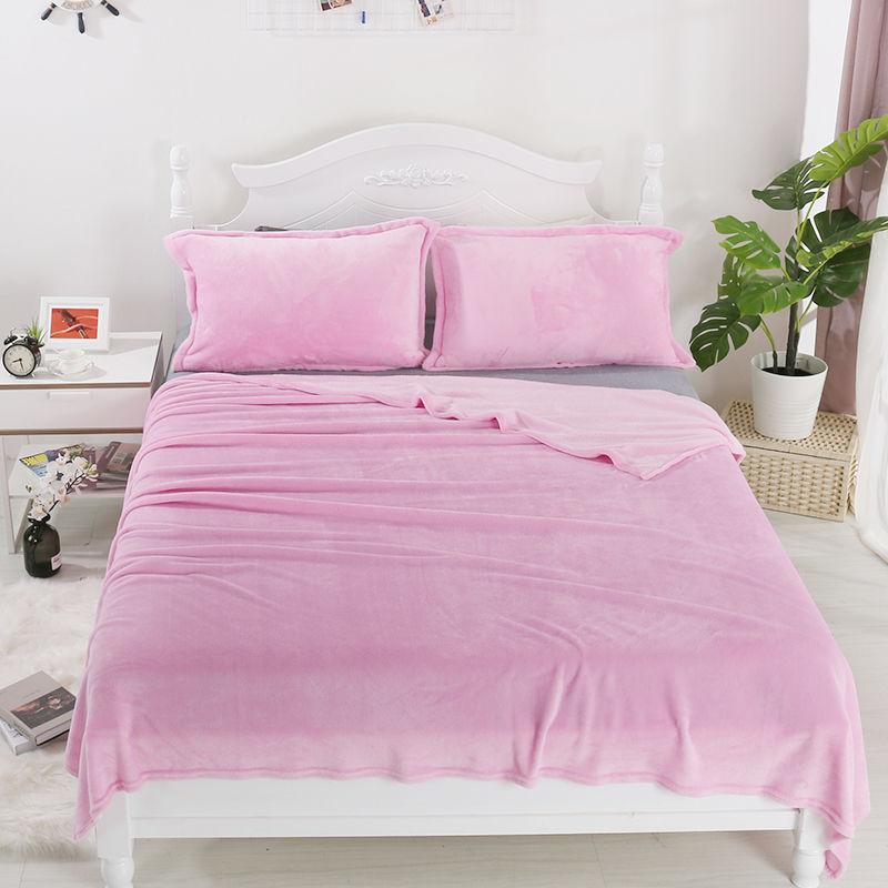 Pure Color Flannel Blankets, Wool Blankets, Bedding, Double-sided Plus Fleece, Warm Sheets, Household Textiles, Nap Warm Covers