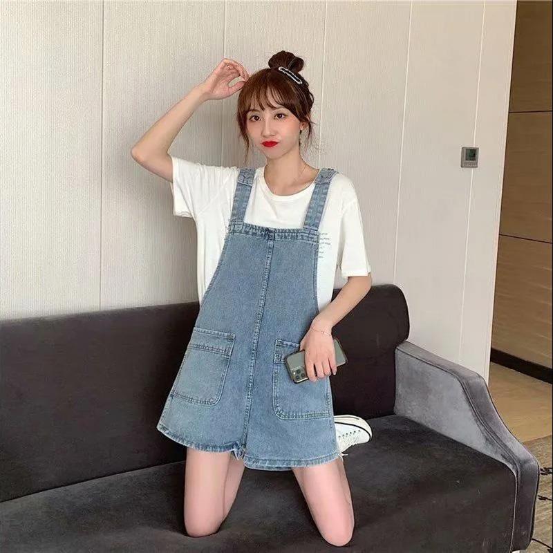 WTEMPO Summer Denim Jumpsuit Woman Jeans Long Romper Pants Zipper Pockets Sleeveless Adjusted Overalls Jeans Trousers