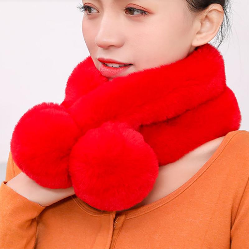 Scarf Women Winter Rex Rabbit Fur Imitation Fur Winter Scarf Women Thick Warmth Collar All-match