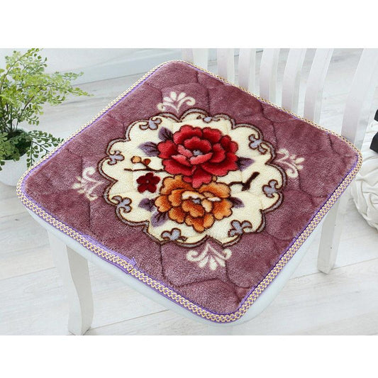 Non Slip Plush Cushion Thickened Indoor Flowers Pattern Chair Cushion Soft Warm Office Cushion