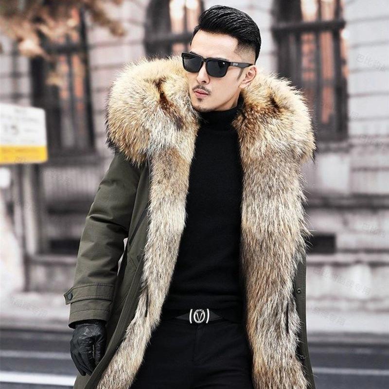 Handsome Men Winter Imitation Mink Fur Detachable Liner Thick Imitation Fur Jacket