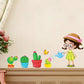 Potted fresh plant living room bedroom cartoon character wall sticker sticker