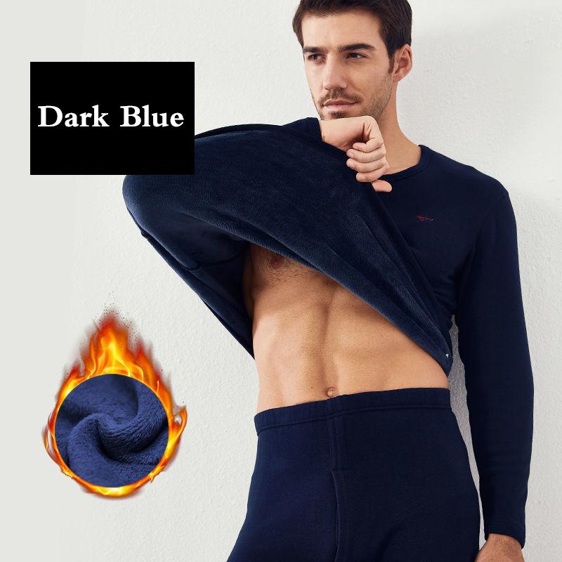 Men Winter Autumn Plus Velvet Thicken Thermal Underwear Tight Suit High Elasticity Wearable Comfortable Soft Lining O-neck Male Pajamas Long Sleeve