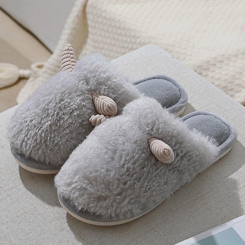 Autumn and Winter Pure Cotton Slippers Claw Design Shoes Indoor Non-slip Soft-soled Shoes Warm Simple Plush Cotton Shoes