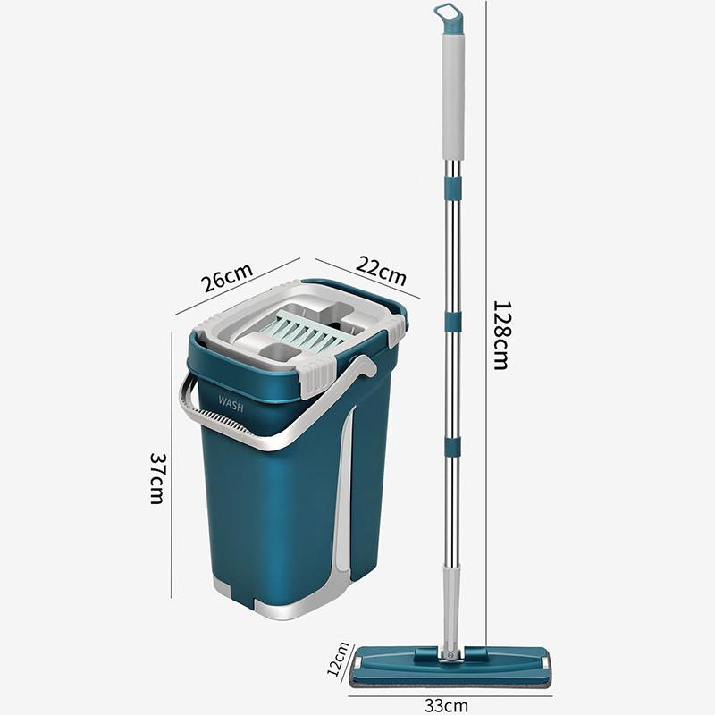 Large Flat Squeezed Mop and Bucket for Free Twisted Floor Cleaning Mop Microfiber Mop Pad Moist or Dry Use Hardwood Laminate Tile