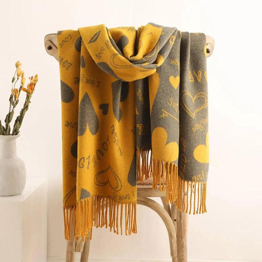 Winter Flowers Cashmere Scarf Women High-end Western Style Su Shawl Thickened Warmth Double-sided Two-color Bib Women