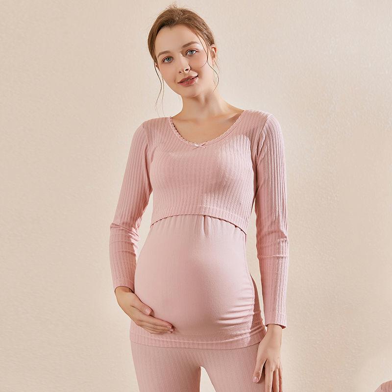 Maternity Suit Autumn/winter Pregnancy Thickening Thermal Underwear Postpartum Nursing Pajamas