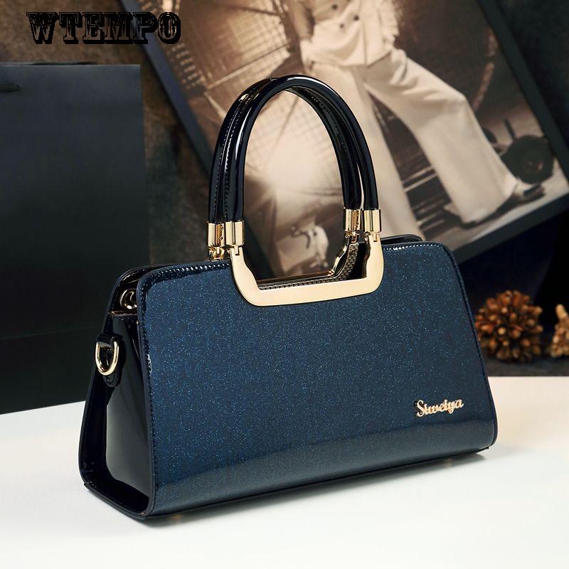 Handbag Messenger Bag Fashion Versatile Patent Leather Handbag Leather Texture Personality