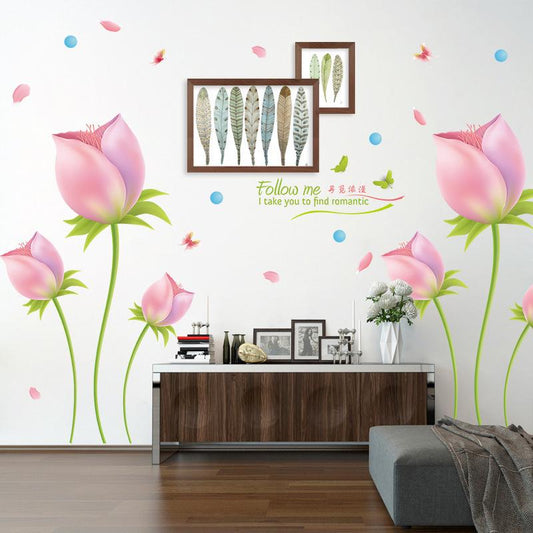 Removable wall sticker romantic tulip living room bedroom home decor wall sticker custom