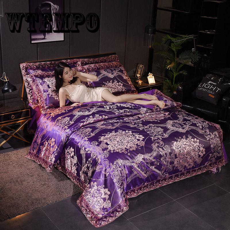 Luxury Embroidery Satin Jacquard Bedding Set Duvet Cover Bed Linen Bed Sheet Pillowcases