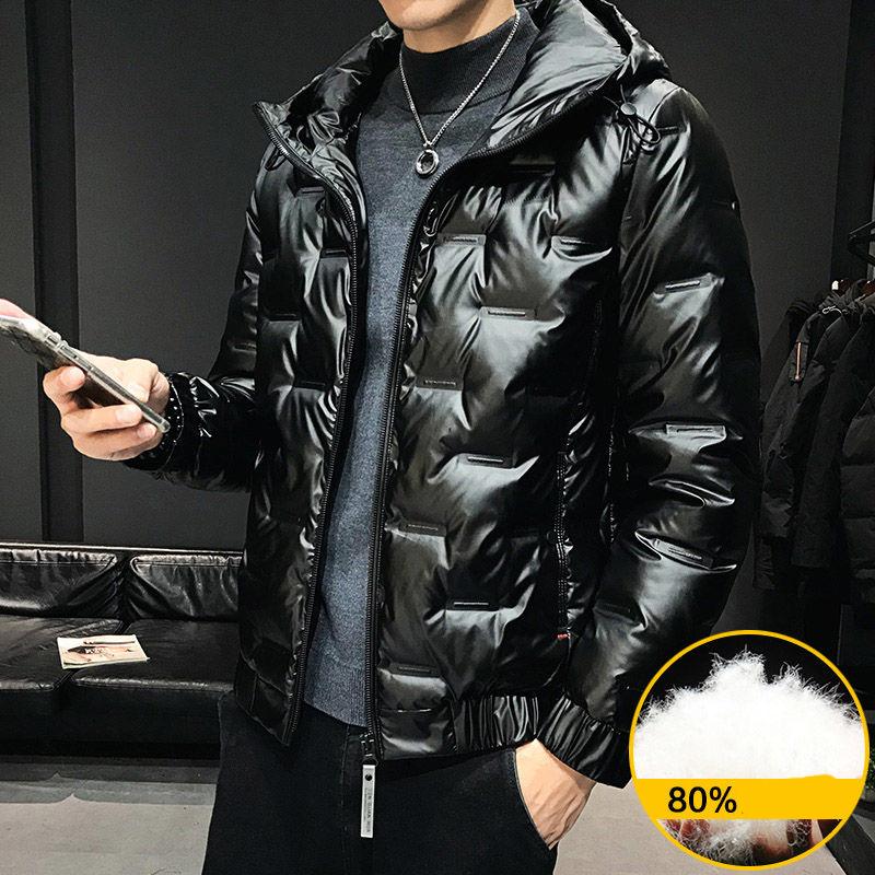 Men's Short Shiny Light Down Jacket Winter Trend Thick Warm Hooded Men's Tide Brand Jacket