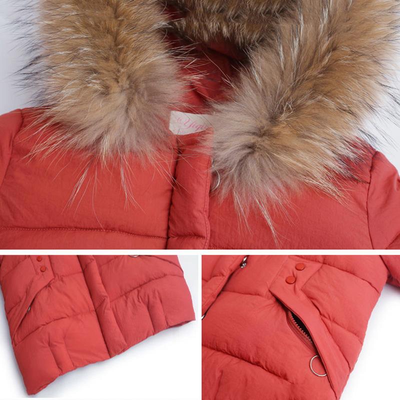 Women's Solid Color Down Jacket Mid-length Korean Loose Thick Coat Warm Cotton Coat Big Fur Collar Winter Clothes Quilted Coat