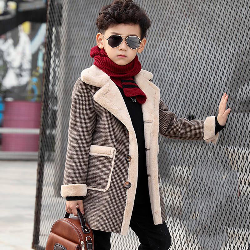 Boys Coats Autumn Winter Fashion Children's Plus Velvet Warming Cotton Fleece Jacket