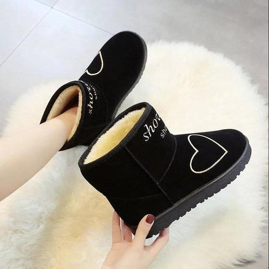 Short Tube Snow Boots Women Winter Flat Bottom All-match Plus Velvet Warm Cute Cotton Shoes Small Boots