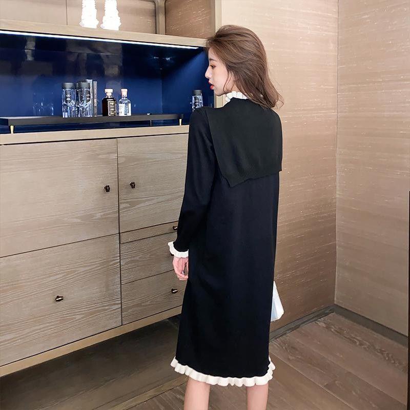 Autumn and Winter French Base Skirt with Mid-length Sweater Over The Knee Knitted Temperament Dress To Keep Warm and Comfortable