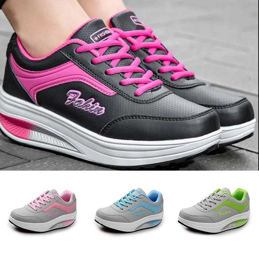 Spring and Autumn Rocking Shoes Women's Thick Bottom Heightening Breathable Mesh Shoes Sports Leisure Travel Shoes